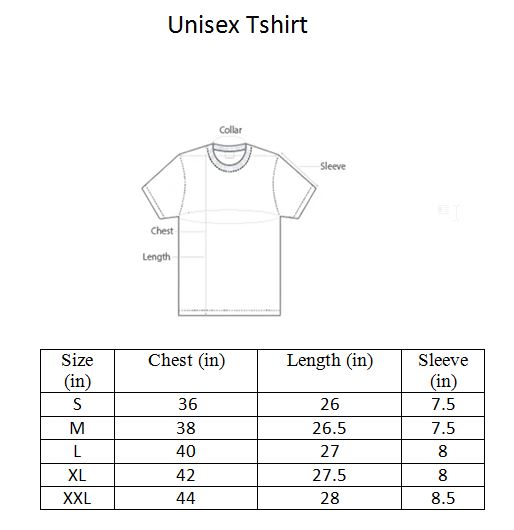 Tshirt Size chart